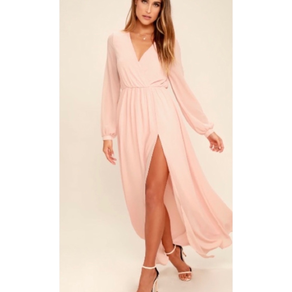 Lulu’s Wondrous Water Lilies Blush Pink Maxi Dress
